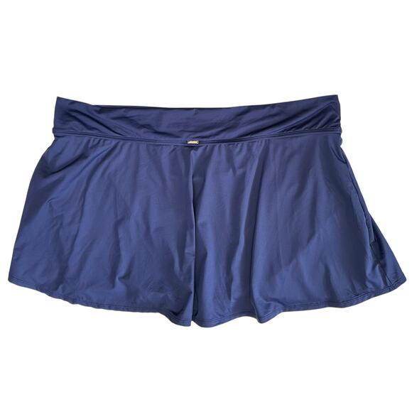 NWT Anne Cole Soft Band Skirted Swim Bottom Navy Blue Skirt Plus Size 24W - Picture 7 of 10